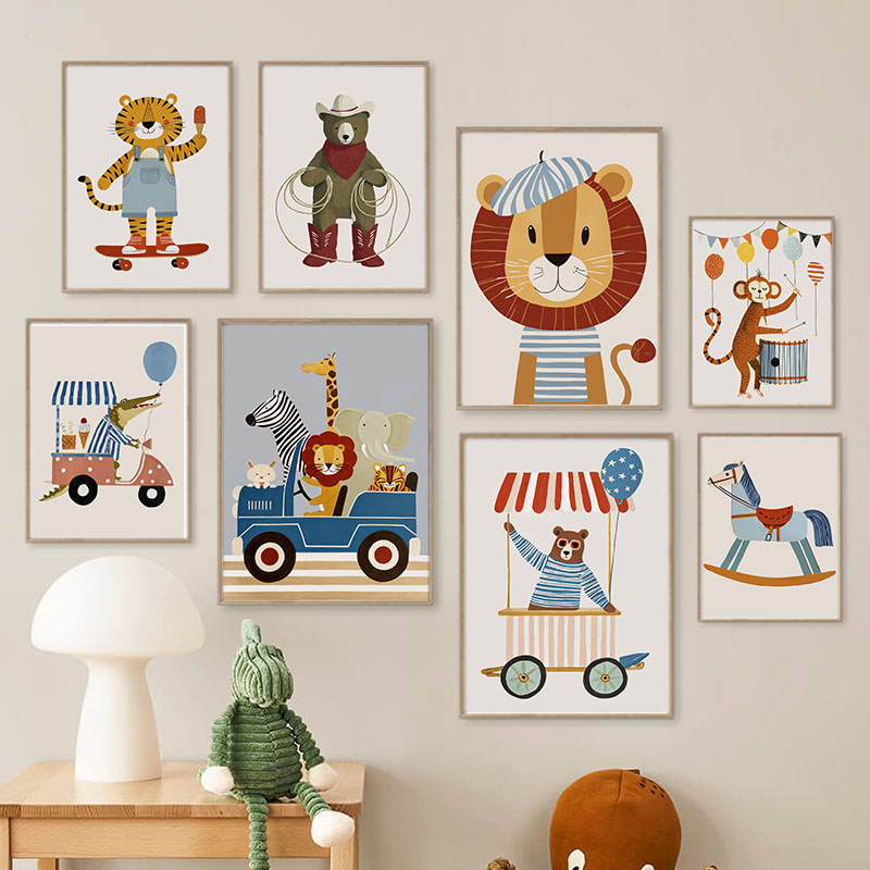 Funny Cartoon Animal Car Ballo - Baby Nursery Art recension och pris