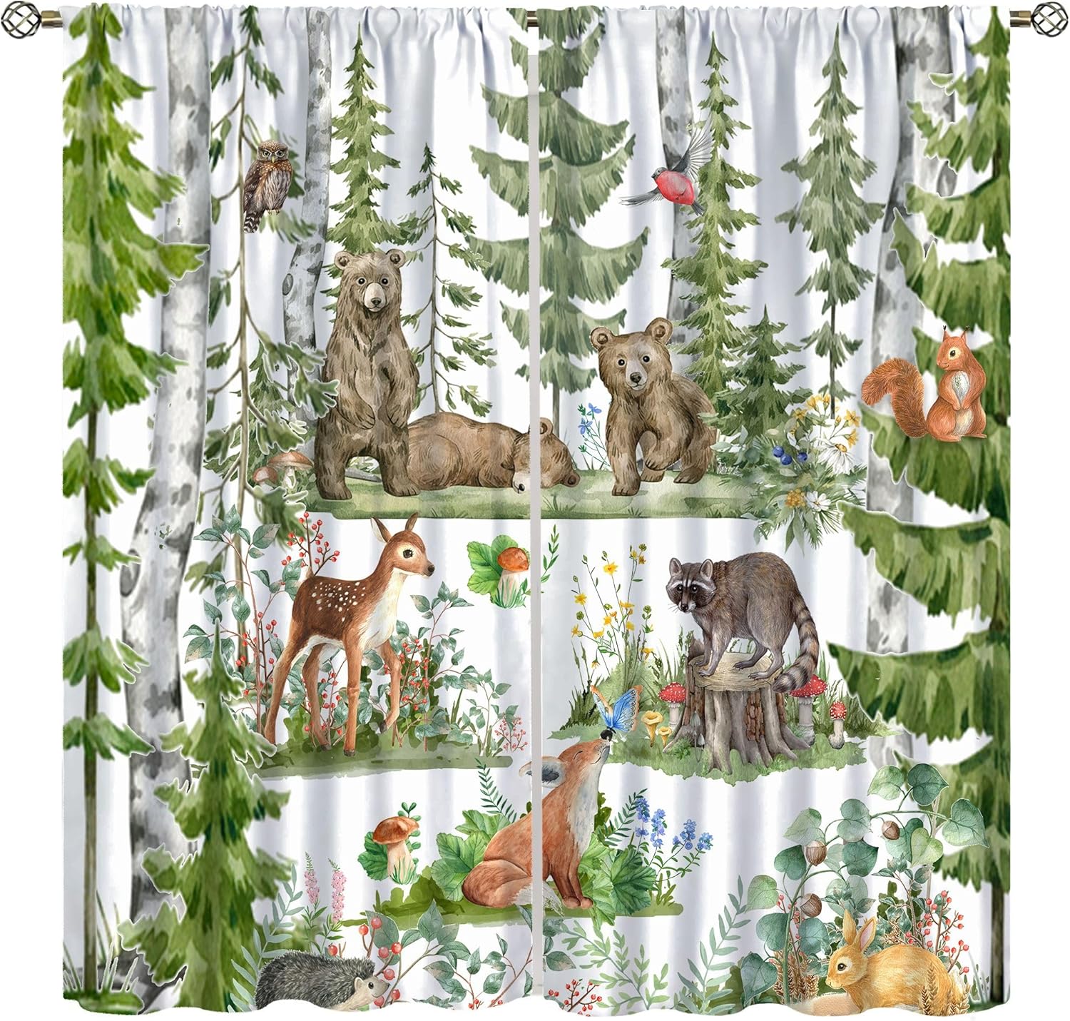 Forest Animal Curtains for Kid - Baby Nursery Green recension och pris
