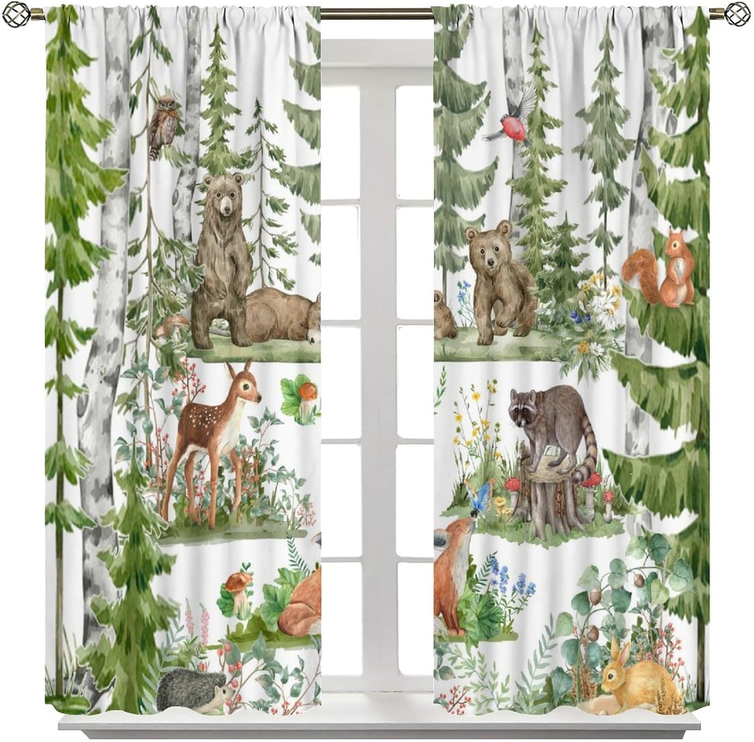 Forest Animal Curtains for Kid - Baby Nursery Green recension och pris