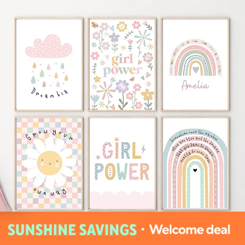 Sun Flower Rainbow Cloud Heart - Baby Nursery Art recension och pris