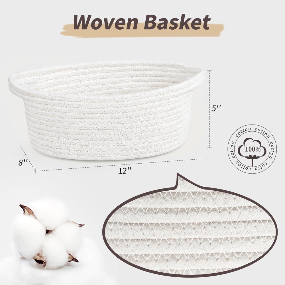 Small Woven Storage Basket wit - Baby Nursery Handles recension och pris