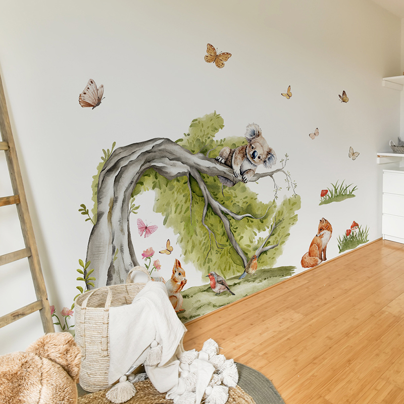 Jungle Large Tree Animals Wall - Baby Nursery Green recension och pris