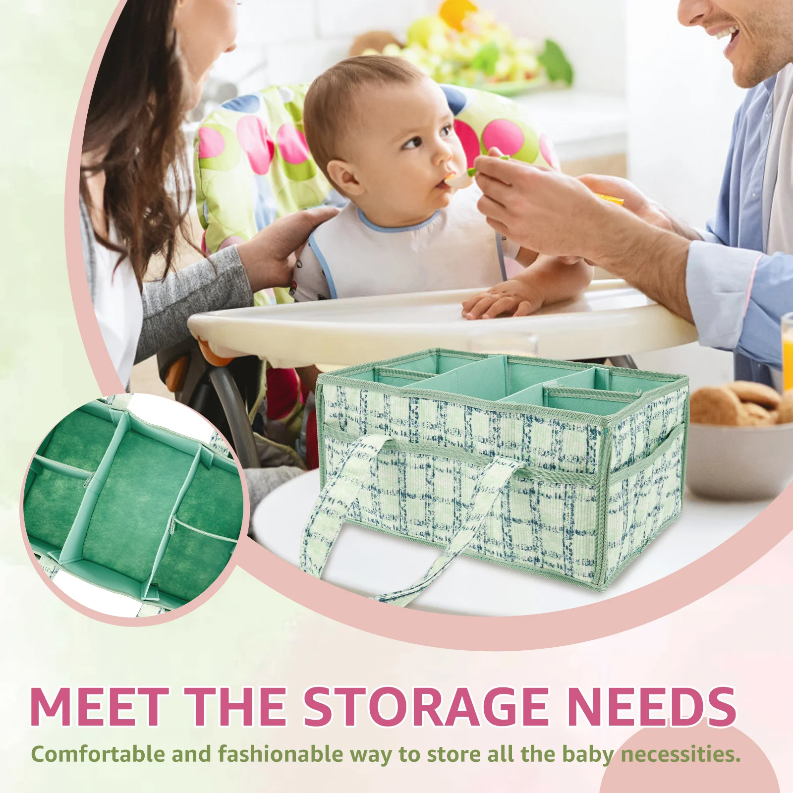 Baby Diaper Caddy Bag Portable - Baby Nursery Handles recension och pris