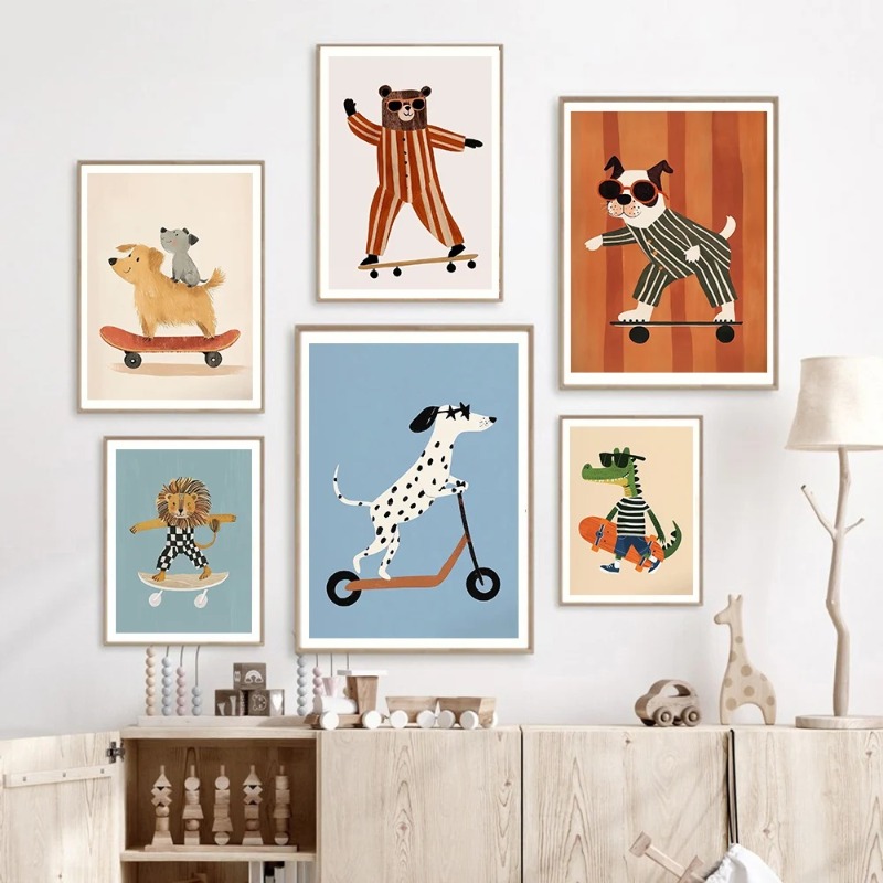 1pc frameless Funny Animals Ra - Baby Nursery Art recension och pris