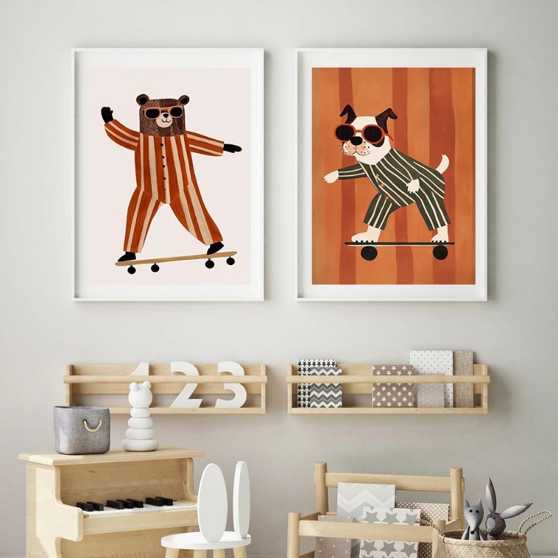 1pc frameless Funny Animals Ra - Baby Nursery Art recension och pris