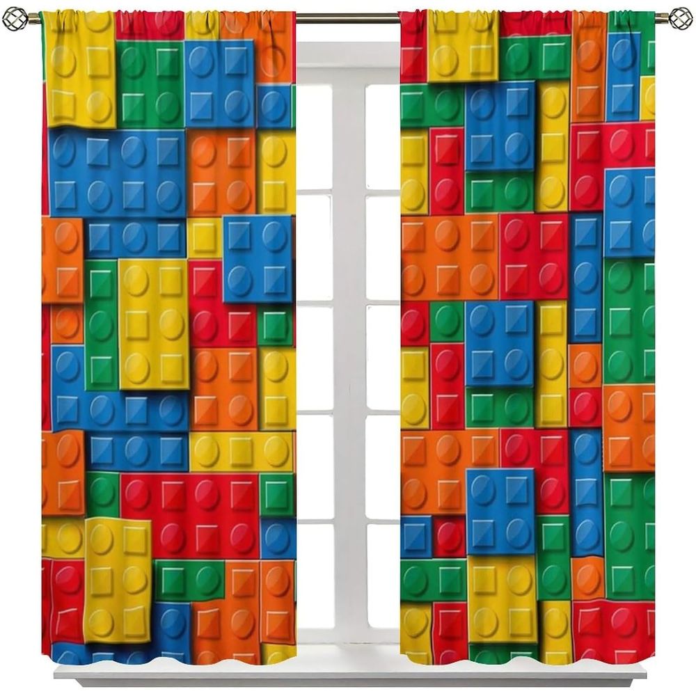 Colorful Geometric Toy Brick P - Blackout Curtain Nursery recension och pris