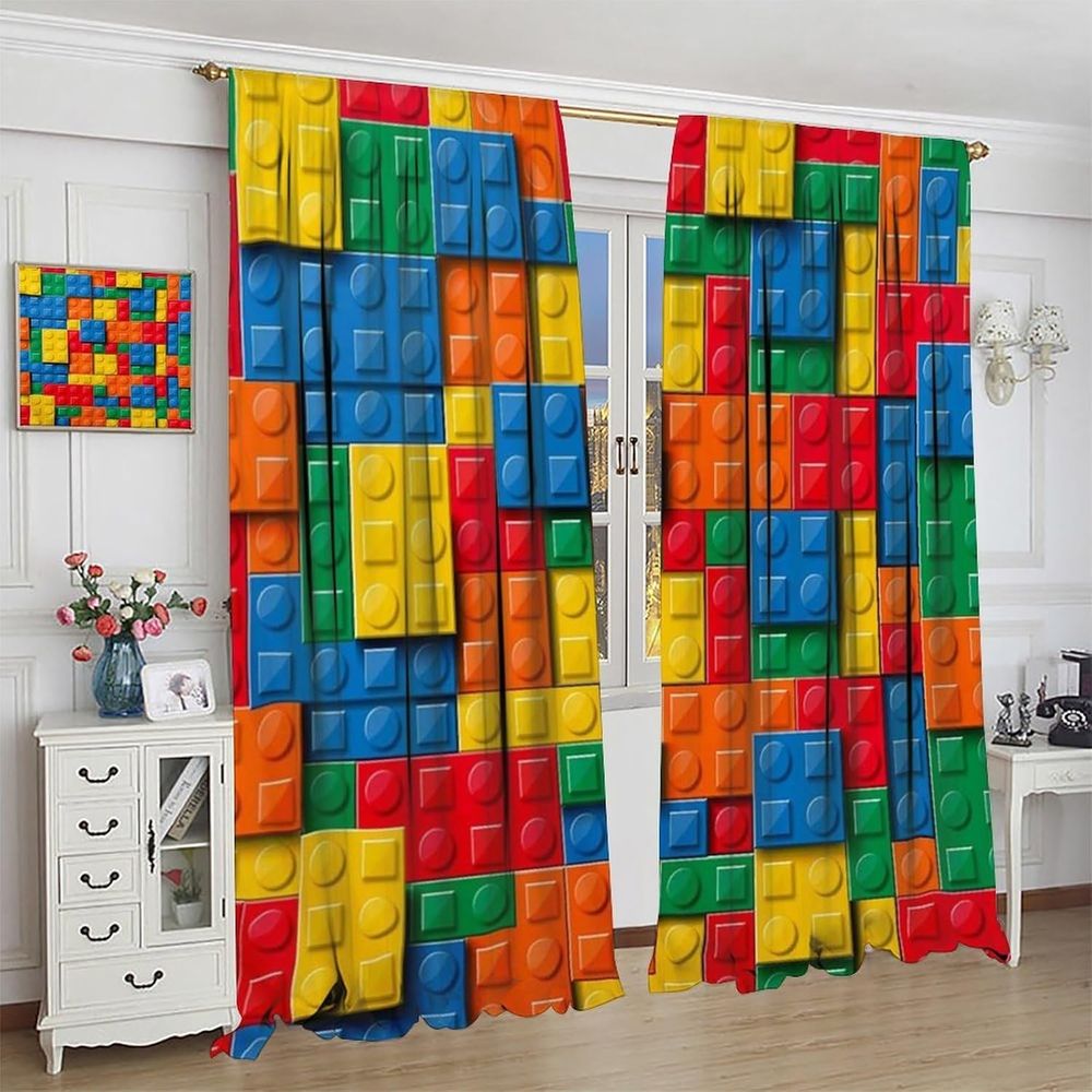 Colorful Geometric Toy Brick P - Blackout Curtain Nursery recension och pris