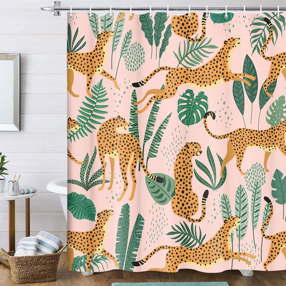 Pink Cheetah and Green Leaves  - Baby Nursery Green recension och pris