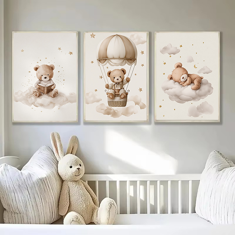 3pcs/set Bohemian Teddy Bear A - Baby Name Wall Art recension och pris